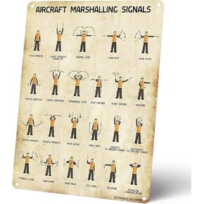 Homely Accents Aircraft Marshaling Signals Metal Sign, Vintage Aviation Wall Art Poster Decor for Game Room, Office, Bar Gift for Pilots and Aviation Enthusiasts 8x12 Inches