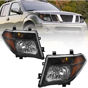 Halogen Headlight Fit for 2005-2008 Nissan Frontier / 2005-2007 Nissan Pathfinder, Black House Headlamp Driver and Passenger Side NI2503157 NI2502157 (Black)