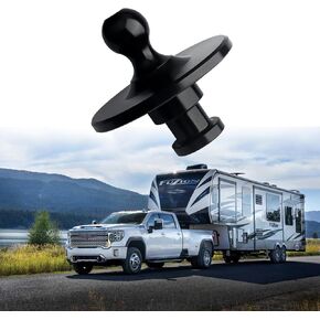 وصلة وصلة محول كرة Gooseneck 2085295، رش بلاستيكي، 2-5/16 بوصة Kingpin إلى محول استقبال سحب الكرة Gooseneck مع سعة تحميل 30000 رطل، مناسب لمقطورة جرار ذات عجلة خامسة باللون الأسود in Kuwait