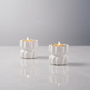 Twizzle Twist Tealight Holder, Decorative Tealight Candle Holder Table Display, Romantic Unique Home Décor, Housewarming Gift, Spiral Sculpture Diwali Tea Light Stand Purple Resin Set of 2