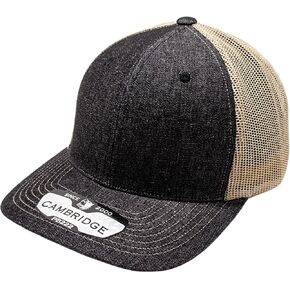 Pit Bull Premium Headwear Cambridge Trucker Hat Denim Mesh Curved Brim Adjustable Snapback Hat Baseball Cap for Men & Women
