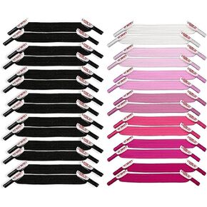 uLace Classic 14 Pairs Bundle - Black and Pretty Pink No-Tie Shoelaces - Elastic Shoe Laces for Sneakers | Stretchy, Elastic Laces | Easy Installation - 28 Laces