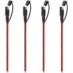 4 PCS 12V SAE to SAE Quick Disconnect Extension Cable with DC Connection Cord Plug 1 Foot 18AWG Gauge,DIY SAE Power Connector,4 pcs Extension Cable+4 pcs Dust Cap