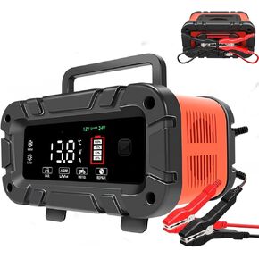 Lifepo4 Battery Charger 20A 12V / 24V, Lead Acid Car Battery Charger & Maintainer for Auto, RV, Motorcycle, Truck, Golf Cart, Boat, AGM, Gel, Deep Cycle Battery, 7-Stage 1-300AH Smart Trickle Charger