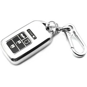 Fit for Honda Passport CR-V Accord Pilot Civic HR-V Insight TPU Key Fob Cover Case Shell Remote Glove Pouch Holder Protector Keyless Entry Sleeve Accessories, Silver