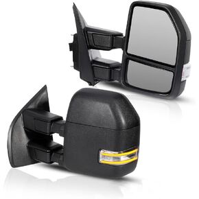 SCITOO Towing Mirrors fit for 2017-2019 For Ford For F250 For F350 For F450 Super Duty Tow Mirrors with Left and Right Side Power Heated Turn Signal lamp Auxiliary Lamp