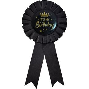 It's My Birthday Ribbon,Satin Fabric Birthday Women or Men Tinplate Badge Pin,Happy Birthday Queen King Party Button Pins,Girls and Boy Brooches(Black) in Kuwait