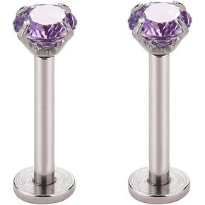 CANDYFANCY 16g Flat Back Earrings 10mm Post 316L Surgical Steel Bar 2mm 3mm 4mm CZ Stud Earrings Set Ear Lobe Rook Helix Conch Piercing Jewelry
