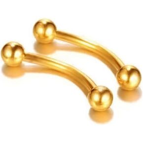 2Pcs 16G Stainless Steel Eyebrow Piercing Jewelry for Women Men Simple Eyebrow Curved Barbells Cartilage Rook Daith Earrings Body Piercing Jewelry