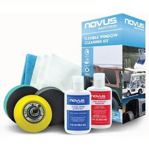 NOVUS Plastic Polish | Flexible Window Kit | One 3" Backing Pad for drill, One 3" Green Foam Pad, One 3" Black Foam Pad, 1, 2, Three Polish Mate Wipes, One Microfiber Towel