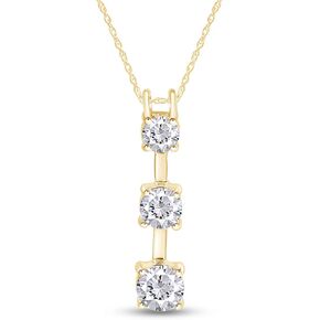 AFFY Past Present Future Three Stone Pendant Necklace in 14K Yellow Gold Over Sterling Silver