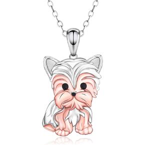 925 Sterling Silver Yorkie Dog Necklace for Women Adorable Yorkshire Terrier Pendant Necklace for Wfe Yorkie Terrier Animal Jewelry Gift for Daughter