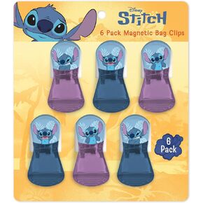 Disney Magnetic Chip Clips – Set of 6 Bag Clips for Food Storage - Mickey, Minnie, Lilo & Stitch, Winnie The Pooh – Durable Airtight Bag Chip Clips for Pantry & Fridge Use