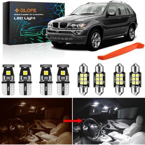 مجموعة مصابيح LED الداخلية بديلة لسيارة BMW X5 E70 2007 2008-2010 2011 2012 2013 6000K سوبر وايت خريطة قبة صندوق القفازات مرآة الغرور وأضواء لوحة الترخيص + أداة تثبيت مجانية