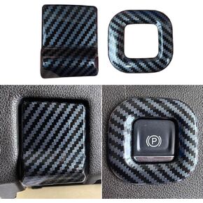 ruihe Carbon Fiber Color Electronic Parking Brake Button Ring Trim Engine Compartment Cover Fit for Chevy Silverado/GMC Sierra 1500 2500 3500 HD 2019 2020 2021 2022 2023