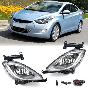 JUSTSWAG GRAPMI Fog Lights Compatible with 2011 2012 2013 Hyundai Elantra Sedan with Switch and Harness with Clear Lens