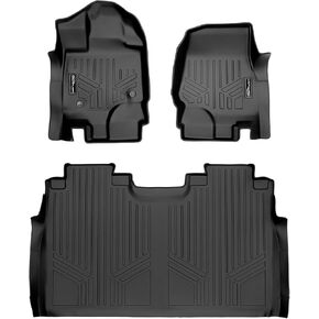 MAXLINER Custom Fit Floor Mats 2 Row Liner Set Black Compatible with 2015-2022 Ford F-150 SuperCrew Cab with 1st Row Bucket Seats