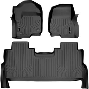 MAXLINER Floor Mats 2 Row Liner Set Black Compatible with 2017-2022 Ford F-250/F-350 Super Duty Crew Cab with 1st Row Bucket Seats