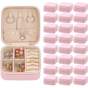 24 Pcs Travel Jewelry Box Exquisite Travel Jewelry Case Portable Jewellery Storage Holder Organizer Box Small Jewelry Organizer for Rings Earrings Necklaces Pendants Bracelets Watches