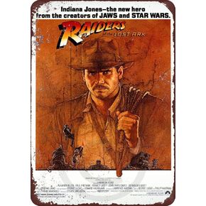 HomDeo Patio Cafe Gym Decor Art Metal Signs Vintage Barber Shop 1981 Indiana Jones Raiders of The Lost Ark Movie Pub Tin Sign 8 x 12