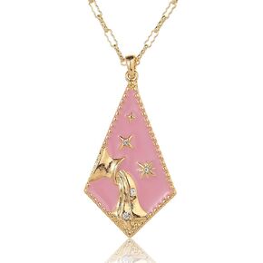Zodiac Necklace Jewelry for Women18K Gold Astrology Necklace Enamel Constellation Pendant Necklace Crystal Zircon Pearl jewelry Mother and Daughter Necklace Handmade Gifts Jewelry for Women