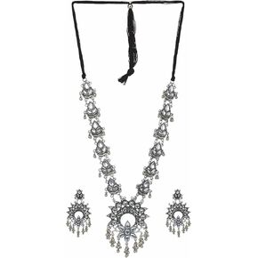 Afghani Indian Silver Oxidized Boho Gypsy Ethnic Handmade Statement Tribal Ghungroo Mirror Necklace Jewelry 67ON