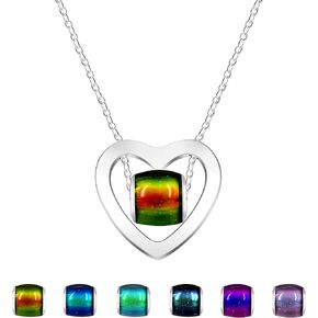 Uloveido Fashion Color Changing Temperature Sensitive Love Heart Pendant Necklace for Girls Women Stainless Steel Heart Necklace Y1950