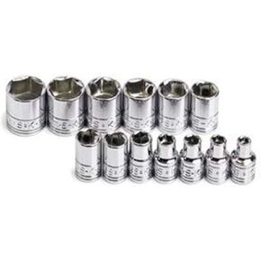 SK Tools USA 1/4" Drive, 13 Piece, 6 Point, Standard Metric, Chrome Socket Set: 4MM - 15MM | 1313