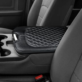 Center Console Cover Compatible with Dodge Ram 1500 2500 3500 2019-2024, Armrest Arm Rest Cover Pad Leather Middle Console Lid Seat Cover (Dodge Ram 1500/2500/3500 2019-2024, Double-line Diamond)