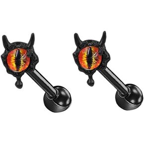 20G Colorful Cats Eye Cartilage Stud Earrings for Women Men Stainless Steel Conch Helix Tragus Studs Earrings Evil Eye Body Piercing Jewelry