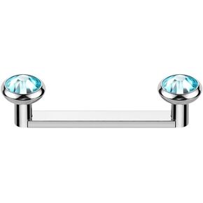 Pierced Owl ASTM F-136 Implant Grade Titanium Internally Threaded CZ Crystal Tops Flat Surface Barbell