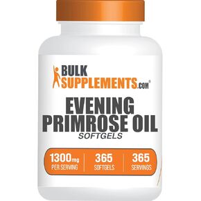 BulkSupplements.com كبسولات هلامية زيت زهرة الربيع المسائية - زهرة الربيع المسائية، مكملات GLA، زيت زهرة الربيع المسائية 1300 مجم - خالي من الغلوتين، 1 كبسولة هلامية لكل وجبة، 365 قطعة (عبوة من 1) in Kuwait