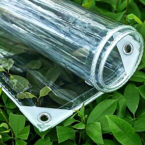 Clear Tarp 2.6' x 5' Clear Tarps Heavy Duty Water Resistant,14Mil Thickened Transparent Tear Resistant PVC Vinyl Tarpaulin Enclosurewith Grommets and Reinforced Edges for Patio,Porch and Outdoor
