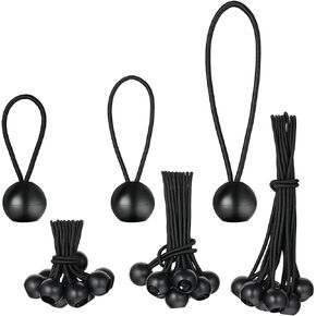 4 Inch 6 Inch 9 Inch Ball Bungee Canopy Cords 30 Pieces Tie Down Straps Black Bungee Cord Loop Straps for Securing Household Items, Automotive Items, Soccer