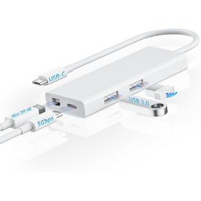 USB C to Mini DisplayPort Multiport Adapter, BolAAzuL 4-in-1 Type C Hub with 1xMini DP + 2xUSB 3.0 + 1xCharging Port(Type C), 5Gbps / 4K 60Hz / 65W PD/DP ALT Mode (Not for Thunderbolt 1/2 Monitor)