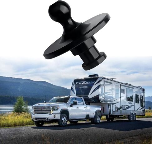 وصلة وصلة محول كرة Gooseneck 2085295، رش بلاستيكي، 2-5/16 بوصة Kingpin إلى محول استقبال سحب الكرة Gooseneck مع سعة تحميل 30000 رطل، مناسب لمقطورة جرار ذات عجلة خامسة باللون الأسود in Kuwait