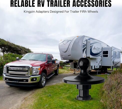 وصلة وصلة محول كرة Gooseneck 2085295، رش بلاستيكي، 2-5/16 بوصة Kingpin إلى محول استقبال سحب الكرة Gooseneck مع سعة تحميل 30000 رطل، مناسب لمقطورة جرار ذات عجلة خامسة باللون الأسود in Kuwait