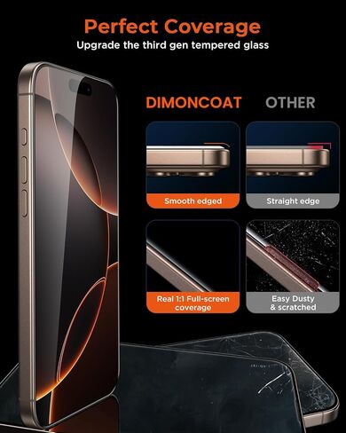 DIMONCOAT 4 Packs for iPhone 12 Pro Max Privacy Screen Protector [Auto Alignment Kit] [Invisible Privacy Armor][10X Military Protection] Compatible 12 Pro Max 6.7'' Tempered Glass [Case Friendly] in Kuwait