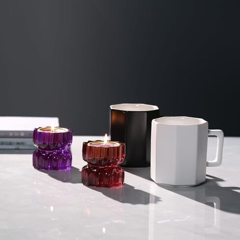 Twizzle Twist Tealight Holder, Decorative Tealight Candle Holder Table Display, Romantic Unique Home Décor, Housewarming Gift, Spiral Sculpture Diwali Tea Light Stand Purple Resin Set of 2 in Kuwait