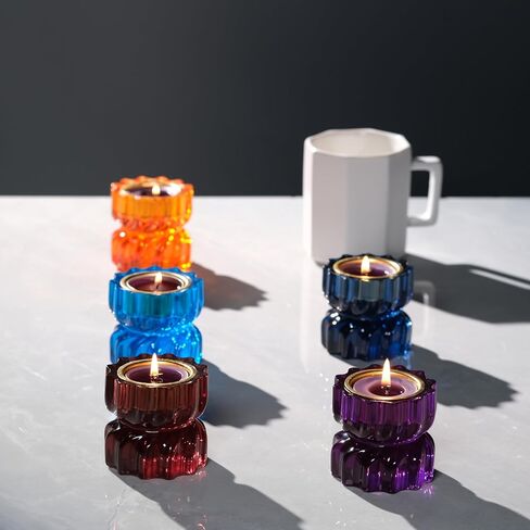 Twizzle Twist Tealight Holder, Decorative Tealight Candle Holder Table Display, Romantic Unique Home Décor, Housewarming Gift, Spiral Sculpture Diwali Tea Light Stand Purple Resin Set of 2 in Kuwait