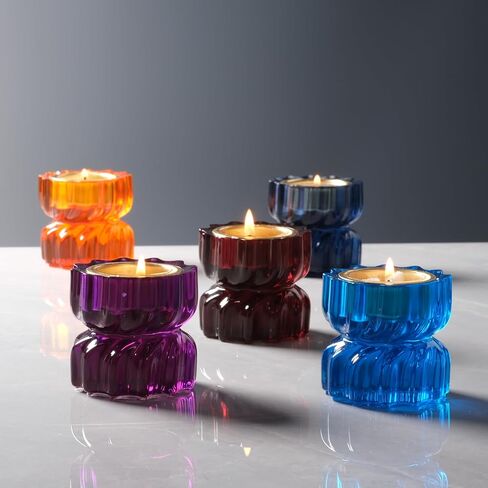 Twizzle Twist Tealight Holder, Decorative Tealight Candle Holder Table Display, Romantic Unique Home Décor, Housewarming Gift, Spiral Sculpture Diwali Tea Light Stand Purple Resin Set of 2 in Kuwait