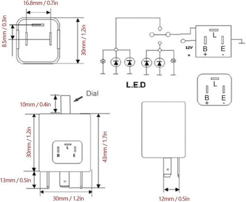 مرحل ومضي 3 دبابيس، CF13 JL-02 مرحل ومضي إلكتروني قابل للتعديل لسيارة السيارة LED مصابيح إشارة الانعطاف فرط وميض فلاش، 12 فولت 10 أمبير in Saudi Arabia