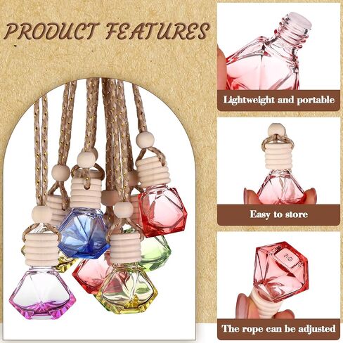 50 قطعة 8 مل معطر هواء للسيارة معلق على شكل نجمة فارغة من الزجاج الشفاف، موزع زيت عطري للعلاج العطري، قارورة زجاجية مع أغطية خشبية، زجاجة ناشر للسيارة بسلسلة معلقة in Kuwait