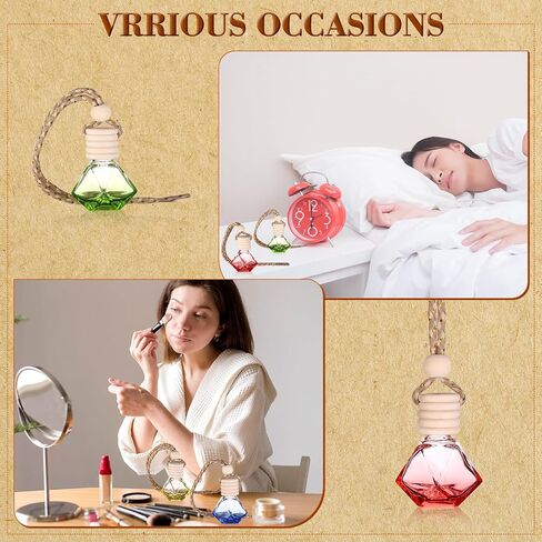 50 قطعة 8 مل معطر هواء للسيارة معلق على شكل نجمة فارغة من الزجاج الشفاف، موزع زيت عطري للعلاج العطري، قارورة زجاجية مع أغطية خشبية، زجاجة ناشر للسيارة بسلسلة معلقة in Kuwait
