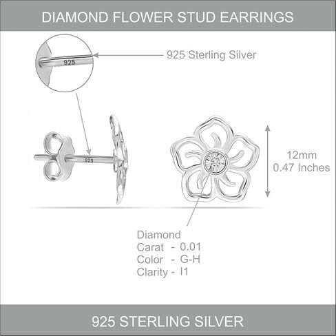 LeCalla 925 Sterling Silver Stud Earrings Diamond Studs Earrings for Women (G-H Color, I1 Clarity) in Kuwait