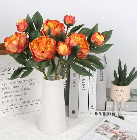 Pink Peonies Artificial Flowers 8 Heads Vintage Silk Peonies Flowers Bulk with Stems Real Look Fake Peony Flower Perfect for Home, Party, Wedding Table Centerpieces(Pink) in Saudi Arabia