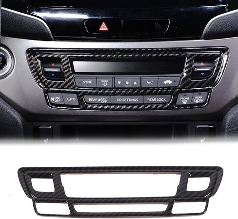 إطار زر وضع تكييف الهواء لوحدة التحكم المركزية لسيارة Honda Pilot 2016-2022/ Honda Ridgeline 2017-2023/ Honda Passport 2019-2023 الملحقات الداخلية مادة ABS (نمط ألياف الكربون) in Kuwait