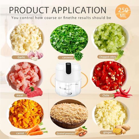 Food Processors, 1.3L Wireless Electric Chopper, Portable Copper USB Charging Motor 180W, Meat Grinder Masher Chopper for Kitchen Camping, White in Saudi Arabia