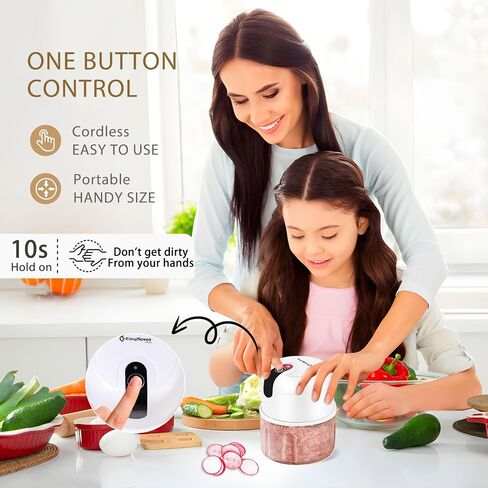 Food Processors, 1.3L Wireless Electric Chopper, Portable Copper USB Charging Motor 180W, Meat Grinder Masher Chopper for Kitchen Camping, White in Saudi Arabia