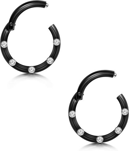FECTAS الأنف الدائري الجراحية الصلب يتوقف الأنف خواتم 2PCS 18G 16G الأنف هوب الدائري هيئة ثقب المجوهرات للشفة الأنف اللولب الغضروف الأذن in Saudi Arabia